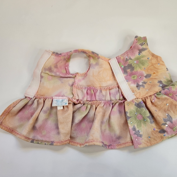 Build a Bear Dress Peach Flower Sparkle Bow Justice Tshirt Tassels Teddy Clothes - Picture 6 of 16